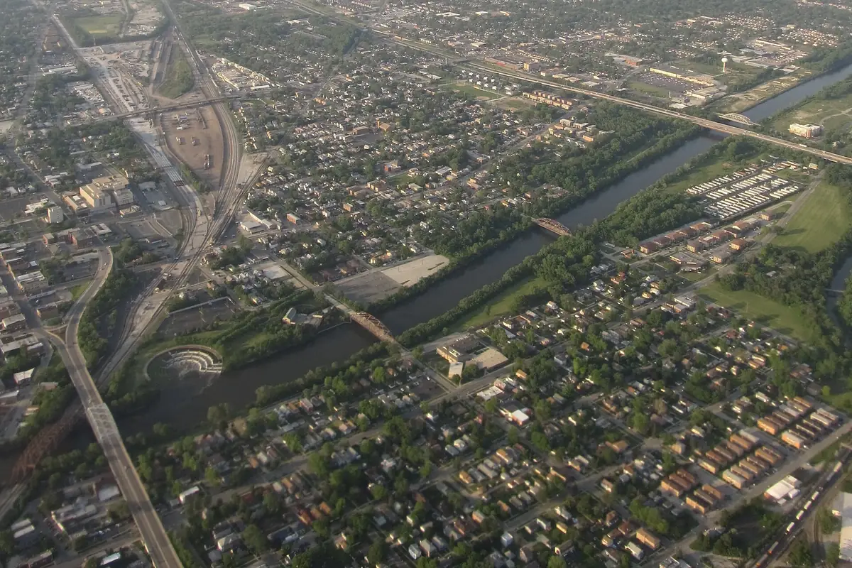 Aerial view of the Cal-Sag Channel at Blue Island, Illinois