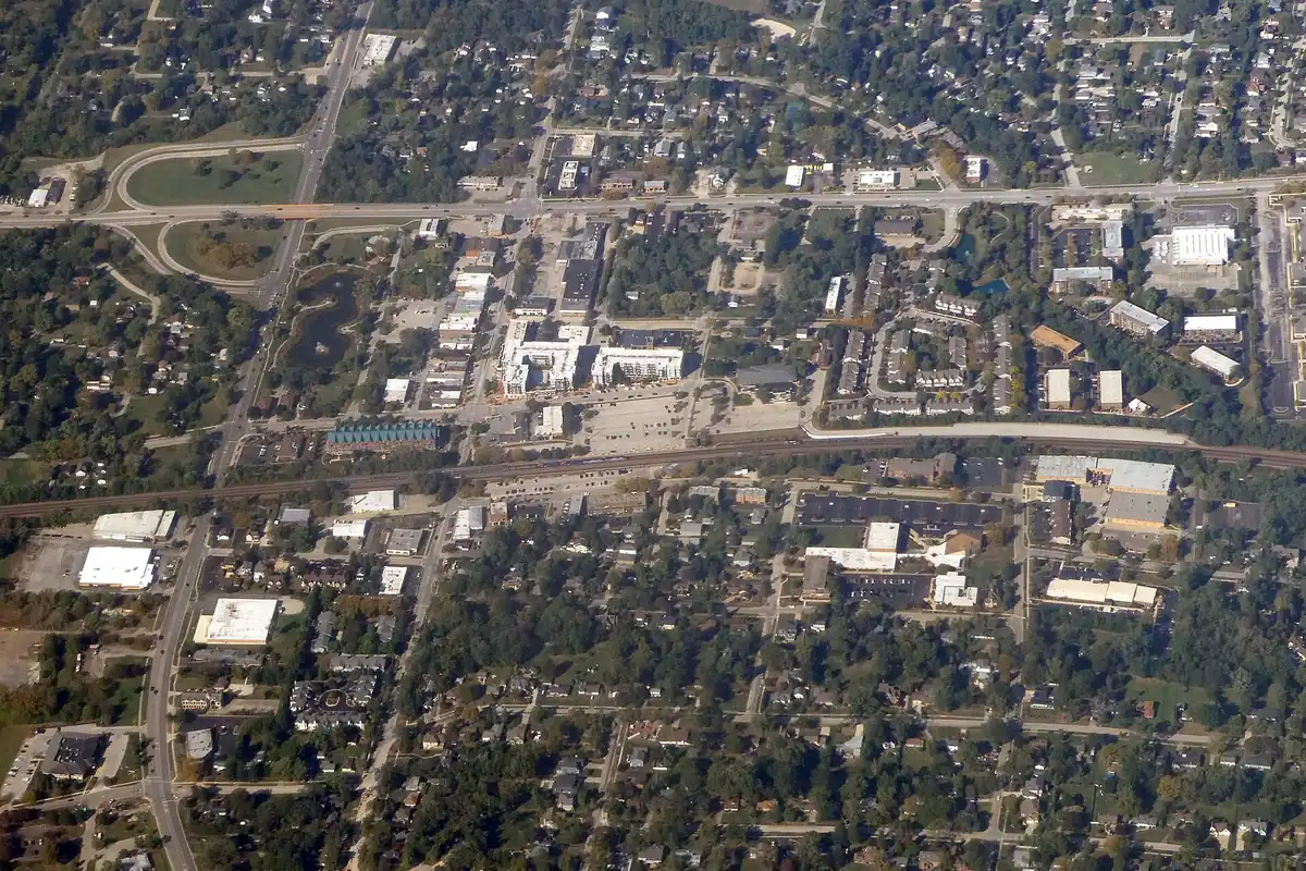 Aerial view of Lisle, Illinois, in October 2024