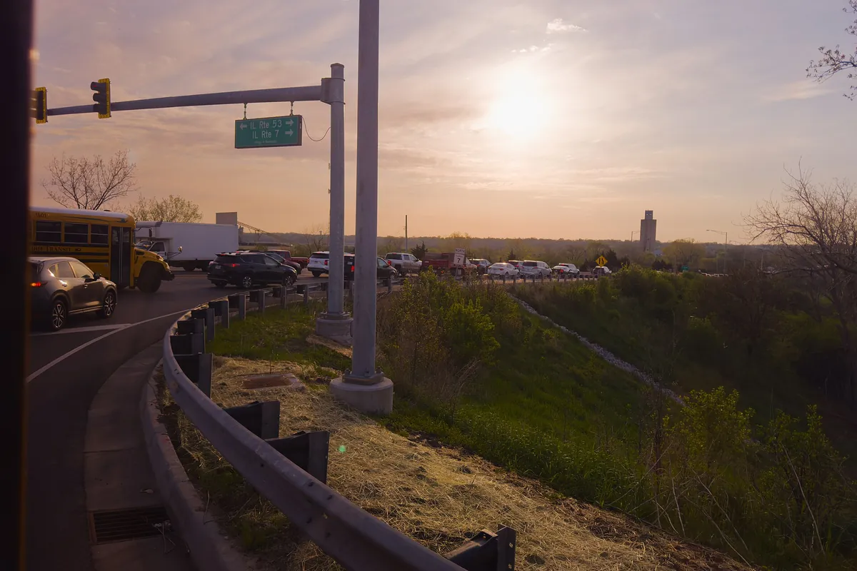 Morning traffic on 9th Street in Lockport, Illinois